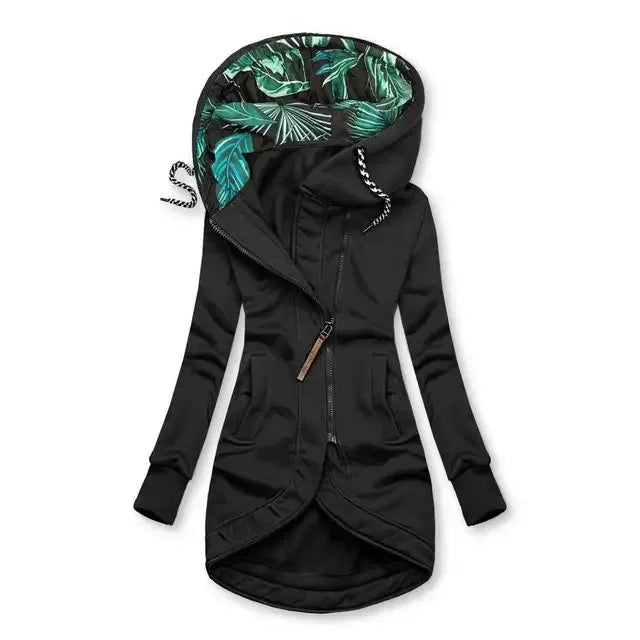 Émilie | Giacca con Cappuccio e Zip, Nero