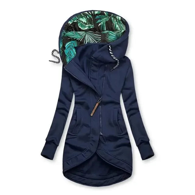 Émilie | Giacca con Cappuccio e Zip, Blu navy