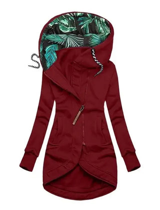 Émilie | Giacca con Cappuccio e Zip, Bordeaux
