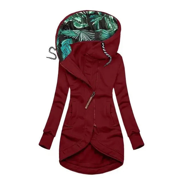 Émilie | Giacca con Cappuccio e Zip, Bordeaux