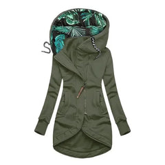 Émilie | Giacca con Cappuccio e Zip, Verde militare