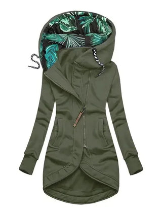 Émilie | Giacca con Cappuccio e Zip, Verde militare