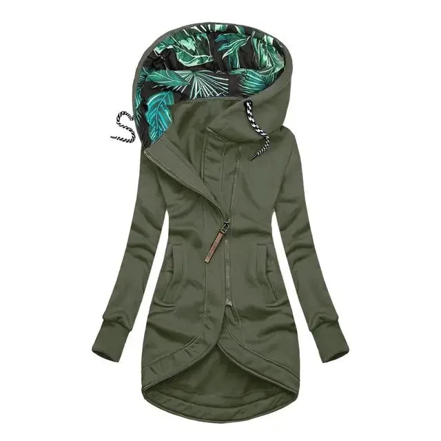 Émilie | Giacca con Cappuccio e Zip, Verde militare