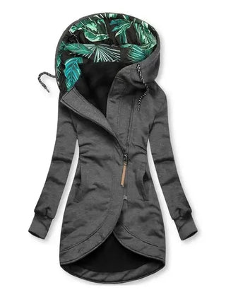 Émilie | Giacca con Cappuccio e Zip, Grigio