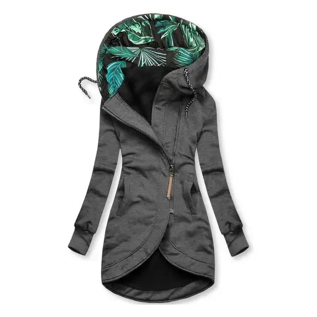Émilie | Giacca con Cappuccio e Zip, Grigio