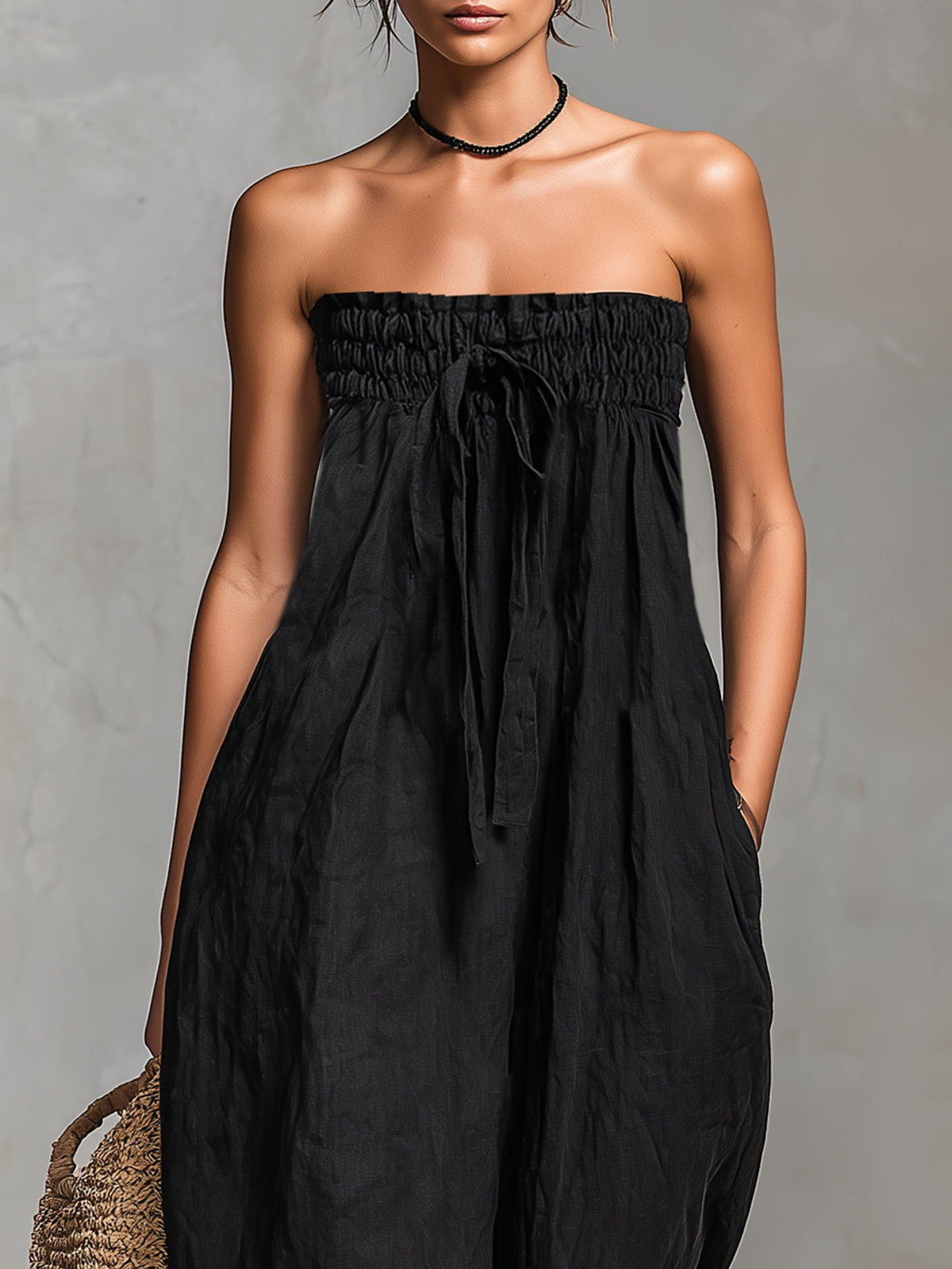 Ninetta | Jumpsuit Estiva Senza Spalline con Fiocco