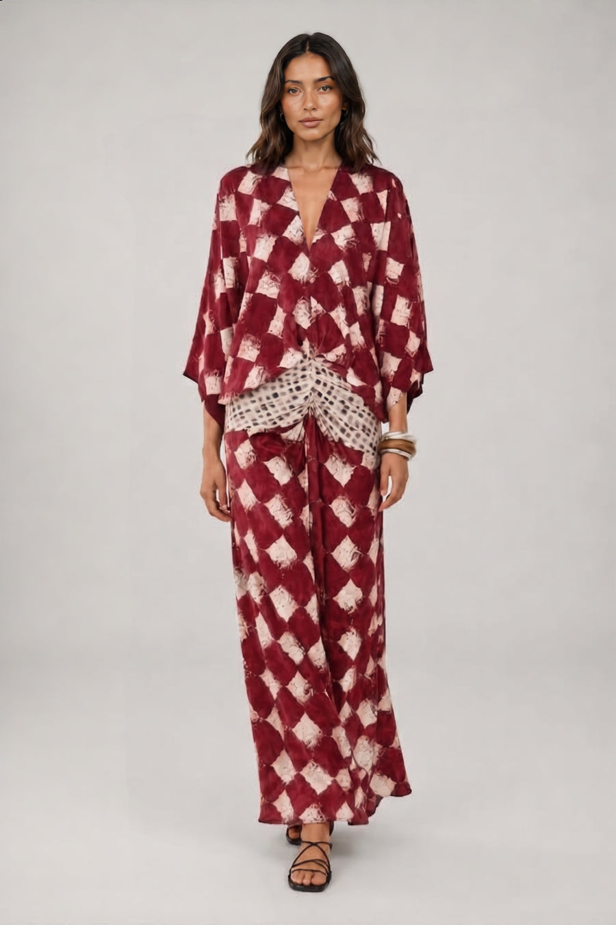 Annalisa | Abito Lungo a Kimono con Stampa Mosaico