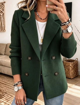 Carla | Blazer Doppiopetto con Maniche in Maglia