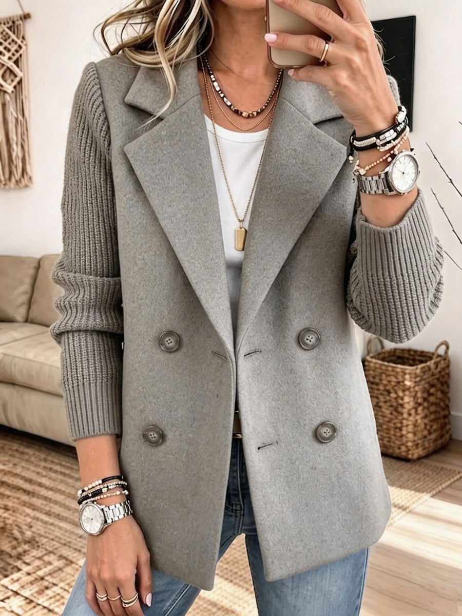 Carla | Blazer Doppiopetto con Maniche in Maglia