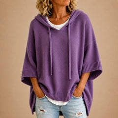 Emilia | Poncho in Maglia con Cappuccio e Manica a Tre Quarti