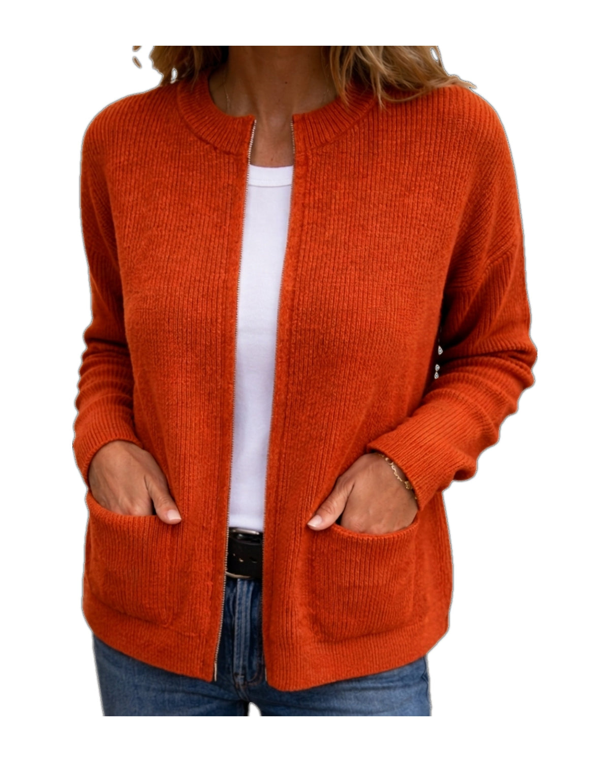 Fiorella | Cardigan con Zip e Tasche