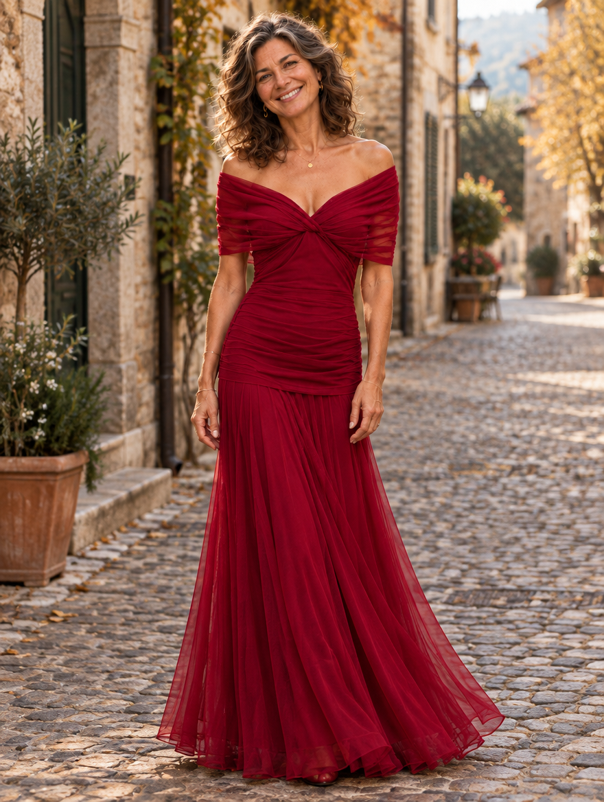 Michela abito lungo a sirena con drappeggio