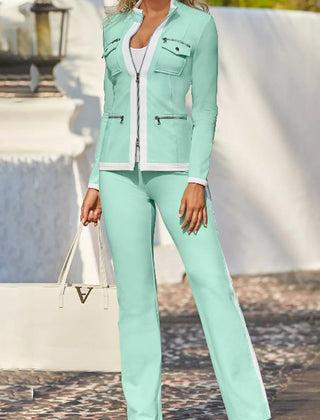 Paola | Completo Giacca Zip e Pantaloni con Banda Laterale